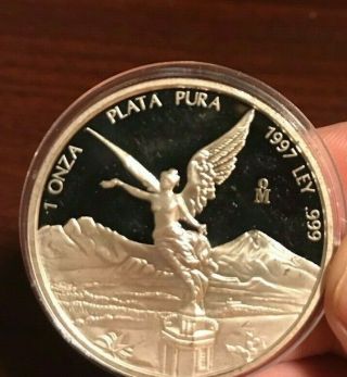 1997 Mo Mexico 1 Oz Silver Proof Libertad - Only 1500 Minted