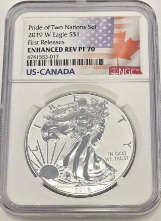 2019 W American Silver Eagle Ngc Erpf70 Fr Pride Of Two Nations (3017)