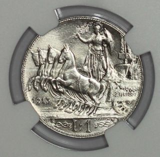 Italy Coin 1 Lira 1913.  Ngc Ms - 65