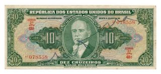 Brazil Banknote 10 Cruzeiros 1950.  Serie 48 Xf