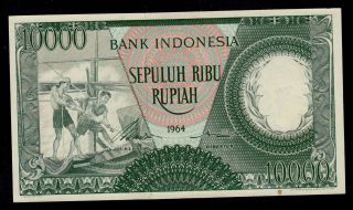 Indonesia 10000 Rupiah 1964 Pick 100 Au.