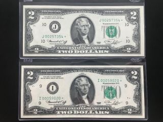 1976 Star $2 Two Dollar Bill (minneapolis And Kansas) Uncirculated