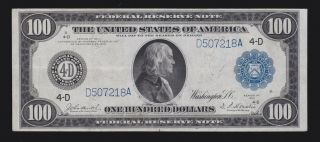 Us 1914 $100 Frn Cleveland District Fr 1098 Vf - Xf (- 218)
