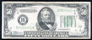 Fr.  2105 - B 1934 - C $50 Star Frn Federal Reserve Note York,  Ny Very Fine