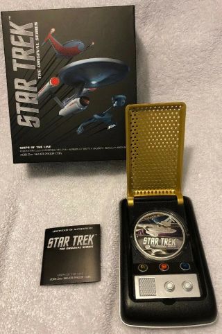 Star Trek Series 2018 2oz Silver Proof Coin In Communicator Case Ships