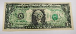 1988a $1 Federal Reserve Star Note - Error 100 Back To Front Offset Printing