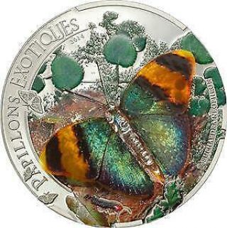 Central African Republic 2014 Butterflies In 3d Euphaedra Neophron Silver Coin