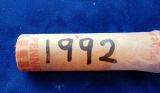 1992 Roll Of Memorial Lincoln Cent Pennies.
