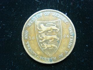 Jersey British 1/24 Shilling 1894 Queen Victoria 44 Money Coin