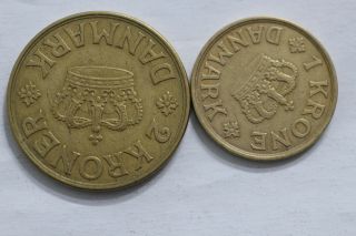 Denmark 1 Krone 1939,  2 Kroner 1939 A98 Xt11