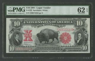 Fr122 $10 1901 Legal Tender " Bison " Note Pmg 62 Epq Choice Unc Wlm8380