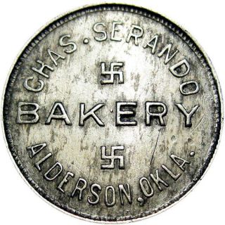 Alderson Oklahoma Good For Token Chas Serando Bakery 10 Cent Loaf Swastika