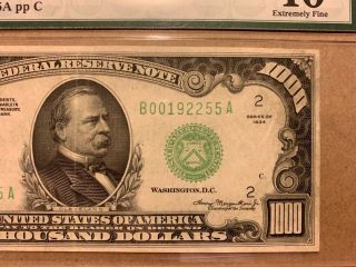 1934 $1000 York Federal Reserve Note Fr 2211 - B Julian/Morgenthau PMG 40 EF 3