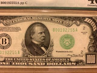1934 $1000 York Federal Reserve Note Fr 2211 - B Julian/Morgenthau PMG 40 EF 4