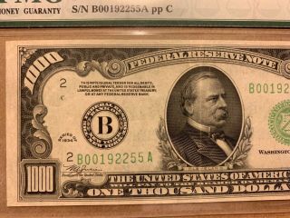 1934 $1000 York Federal Reserve Note Fr 2211 - B Julian/Morgenthau PMG 40 EF 9