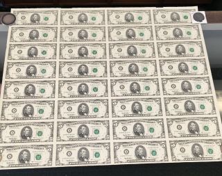 Uncut Sheet Of 32 $5 1995 Federal Reserve Notes - Boston A/a Notes