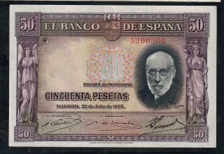 50 Pesetas From Spain 1935 Vf