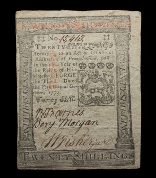 Pennsylvania,  October 1,  1773,  20 Shillings,  Walter Breen certificate 2