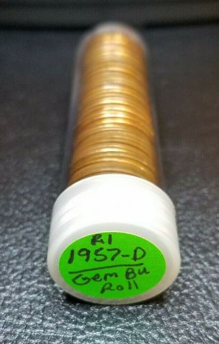 " Premium " Gem Bu 1957 - D Lincoln Wheat Penny Roll - 50 Coins See Details.