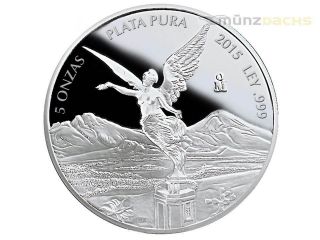 Libertad 5 Oz.  999 Fine Silver Proof Mexico 2015 Low Mintage
