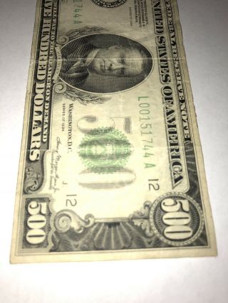 $500 Bill 1934 San Francisco California Money Federal Reserve Note Five Hundred 12