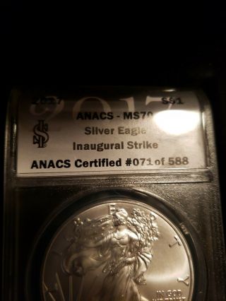 2017 S American Silver Eagle ANACS - MS70 Inaugural Strike Certified 071of 588 6