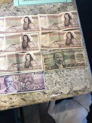 Old Mexican Banknote Paper Money Un Mil Pesos Cien Quinientos Pesos