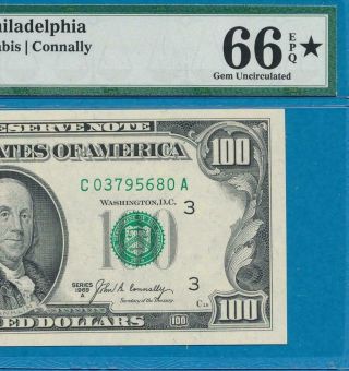 $100.  1969 - A Scarce Philadelphia District Frn Finest Known Pmg Gem 66 Epq