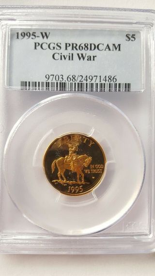 1995 - W $5 Proof Gold Coin Civil War - Pcgs Pr68 Dcam