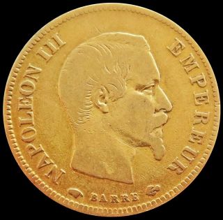 1857 A Gold France 10 Francs 3.  225 Grams Napoleon Iii Coin Paris