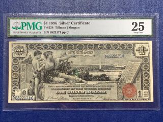 Fr224 $1 1896 Silver Certificate Education Note Pmg 25 Very Fine