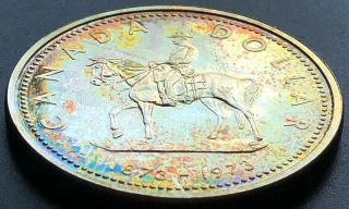 1973 Canada Rcmp Silver $1 Dollar Coin - Toning