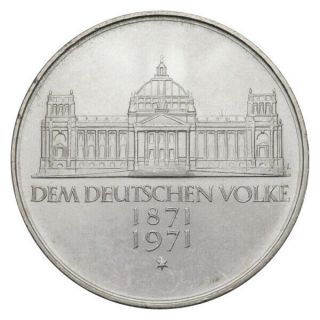Germany Deutschland 5 Mark Silver Km 128 G 100th Anniversary Empire 1971 Proof