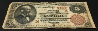 Series 1882 $5.  00 National Currency,  First National Bank of Antigo,  Wisconsin 2