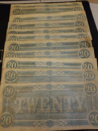 1864 45 uncirculated confederate currency consecutive serial numbers 20 dollar 9