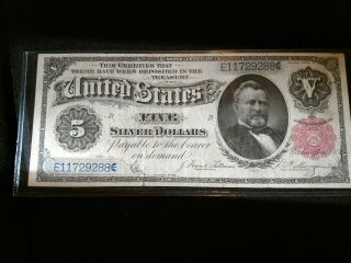 1891 $5 Silver Certificate VF - AU Two Signature - Five Dollar Silver Certificate 2