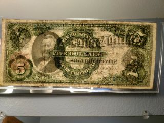 1891 $5 Silver Certificate VF - AU Two Signature - Five Dollar Silver Certificate 7