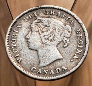 1871 Canada Queen Victoria 5 Cents Silver Coin