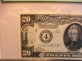 $20.  00 FR 2050 - D 1928 Federal Reserve Note - PCGS 65PPQ 3