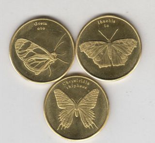 Sulawesi (indonesia) 3x 5 Rupees 2019 Butterflies,  Unusual Coinage