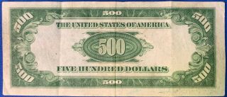 1934 A $500 Federal Reserve Note Five Hundred Dollar Currency Chicago Illinois 2
