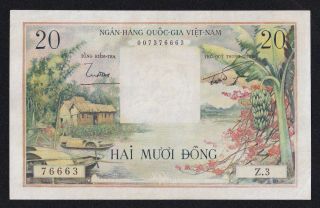 Vietnam Banknote 20d 1956 Pick 4a Auncirculated