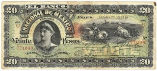 Mexico M - 300d¦bk - Df - 274 (s - 259) Banco Nacional De Mexico $20 O/s,  15.  10.  1912 F,