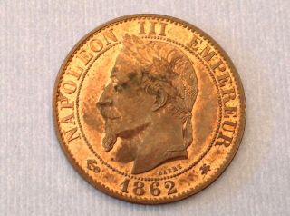 - France 1862 A Napoleon Iii Five 5 Cinq Centimes Choice Uncirculated Unc