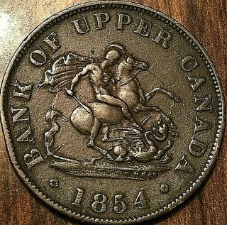 1854 Upper Canada Dragonslayer Half Penny Token - Example