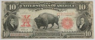 1901 $10 Ten Dollar Legal Tender Currency Bison/buffalo Large Note Fine/vf F - 121