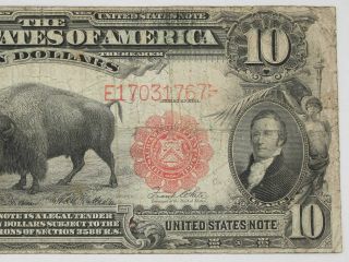 1901 $10 Ten Dollar Legal Tender Currency Bison/Buffalo Large Note Fine/VF F - 121 3