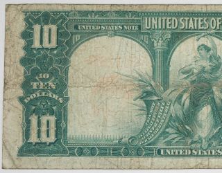 1901 $10 Ten Dollar Legal Tender Currency Bison/Buffalo Large Note Fine/VF F - 121 5