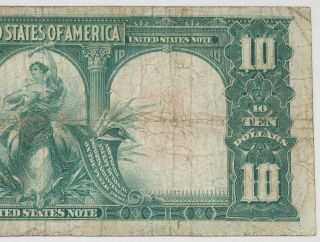 1901 $10 Ten Dollar Legal Tender Currency Bison/Buffalo Large Note Fine/VF F - 121 6