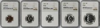 1953 5 Coin U.  S.  Proof Set Graded And Certified Pf 66 By Ngc